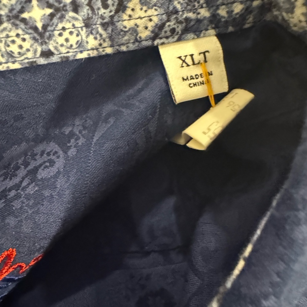Men's Robert Graham Blue Button Down Shirt XLT - Picture 7 of 9